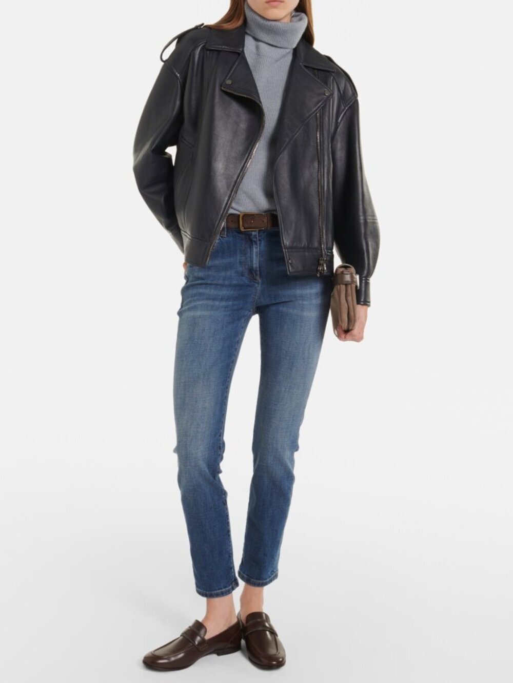 Brunello Cucinelli Monili Jeans Blue Denim Straight Leg Monili Tab 30x28 Size 6